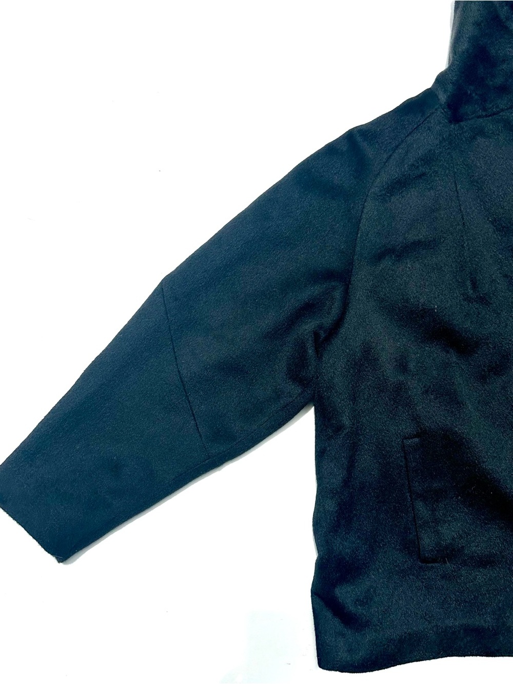 Vintage Cashmere Minimalist Women's Black Short Coat Jacket, Shawl Collar, S-M-L - Picture 7 of 16